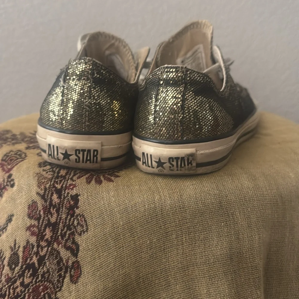 Women's Converse Sparkling Gold Sneakers - Picture 3 of 9